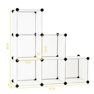 6 Cube Plastic Storage Organizer-White