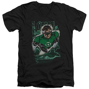 Justice League Of America Green Lantern 1 Distress Short Sleeve Adult V Neck T-shirt