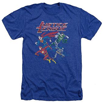 Justice League of America Pixel League Adult Heather T-Shirt