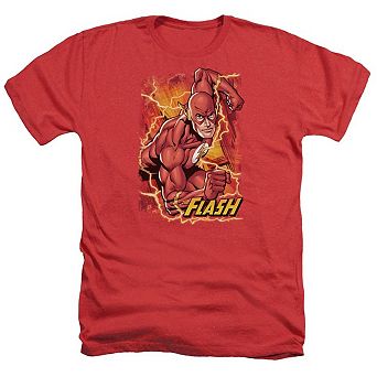 Justice League Of America Flash Lightning Adult Heather T-shirt