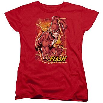 Justice League Of America Flash Lightning Short Sleeve Womens T-shirt