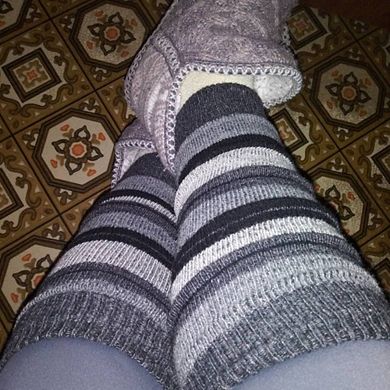 Ladies Striped Lambs Wool Leg Warmers Design Pairs