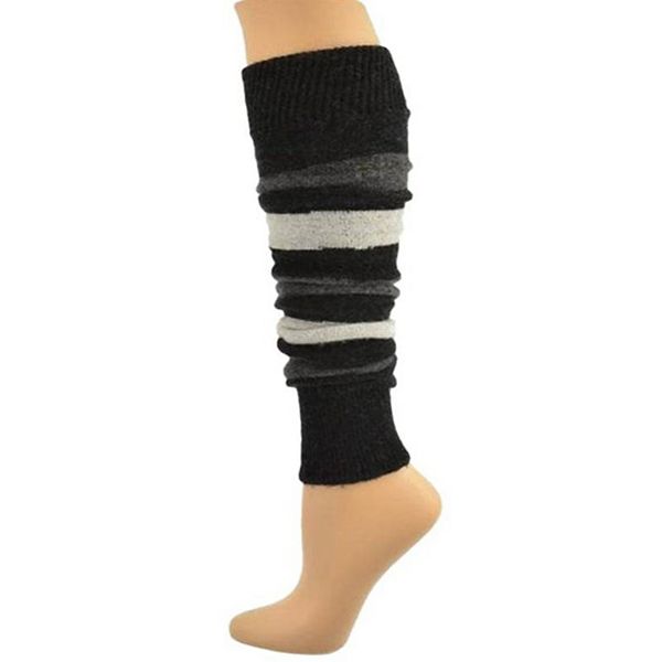 Ladies Striped Lambs Wool Leg Warmers Design Pairs