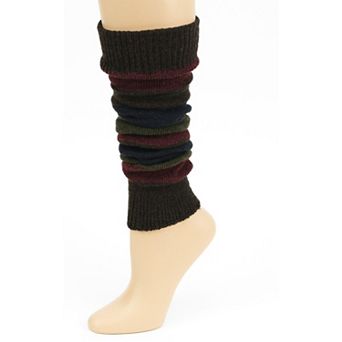 Ladies Striped Lambs Wool Leg Warmers Design Pairs
