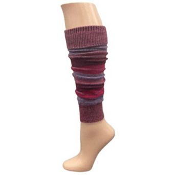 Ladies Striped Lambs Wool Leg Warmers Design Pairs