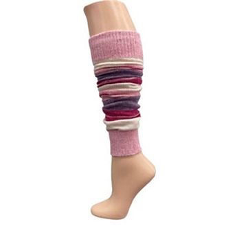 Ladies Striped Lambs Wool Leg Warmers Design Pairs