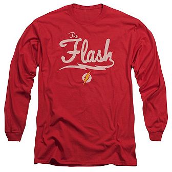Justice League Of America Old School Flash Long Sleeve Adult T-shirt