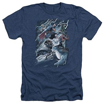 Justice League Of America Ride The Lightening Adult Heather T-shirt