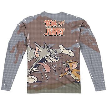 Tom And Jerry Up To No Good Long Sleeve Adult Poly Crew T-shirt
