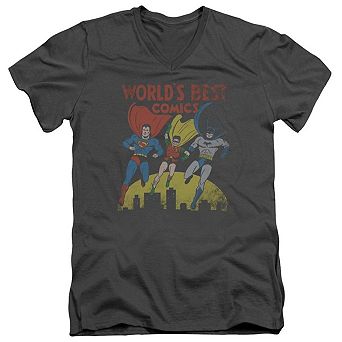 Justice League Of America Worlds Best Short Sleeve Adult V Neck T-shirt