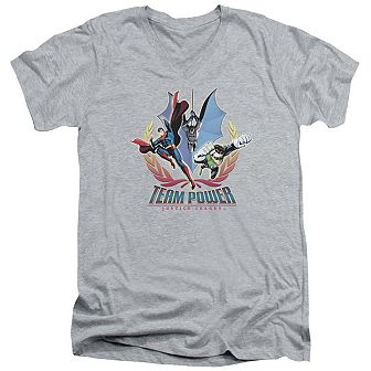 Justice League Of America Team Power Short Sleeve Adult V Neck T-shirt
