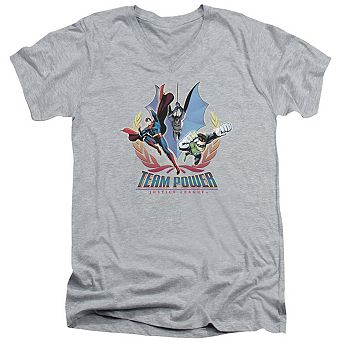 Justice League Of America Team Power Short Sleeve Adult V Neck T-shirt
