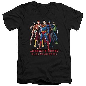 Justice League Of America In League Short Sleeve Adult V Neck T-shirt