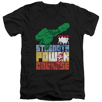 Justice League Of America Heroic Qualities Short Sleeve Adult V Neck T-shirt