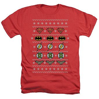 Justice League Of America Justice Shields Christmas Sweater Adult Heather T-shirt
