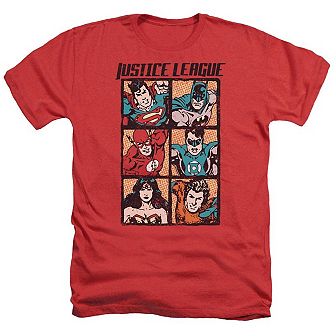 Justice League Of America Rough Panels Adult Heather T-shirt