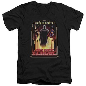 Justice League Of America Heroes United Short Sleeve Adult V Neck T-shirt