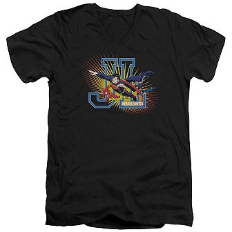Justice League Of America Heroes United Short Sleeve Adult V Neck T-shirt