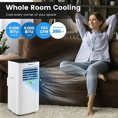 3-in-1 9000 BTU Air Conditioner with Dehumidifier and 24H Timer-White