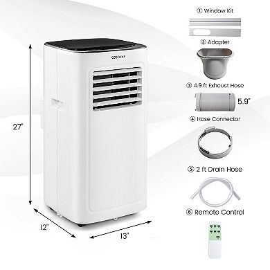 3-in-1 9000 BTU Air Conditioner with Dehumidifier and 24H Timer-White