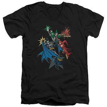 Justice League Of America Action Stars Short Sleeve Adult V Neck T-shirt