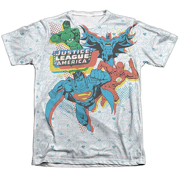Justice League Of America Off Register Adult 65/35 Poly/cotton Short Sleeve T-shirt Justice League Of America Off Register Adult 65/35 Poly/cotton Short Sleeve T-shirt