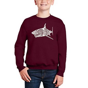 Species Of Shark - Boy's Word Art Crewneck Sweatshirt