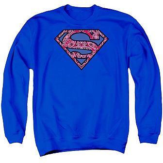 Superman Paisley Shield Adult Crewneck Sweatshirt