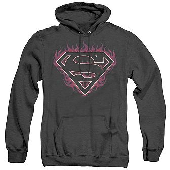 Superman Fuchsia Flames Adult Heather Hoodie