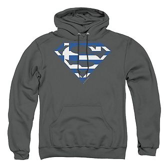 Superman Greek Shield Adult Pull Over Hoodie