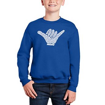Top Worldwide Surfing Spots - Boy's Word Art Crewneck Sweatshirt