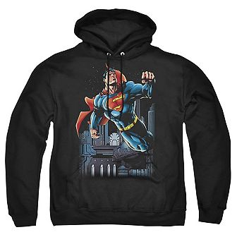 Superman Night Fight Adult Pull Over Hoodie