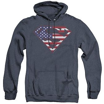 Superman U S Shield Adult Heather Hoodie