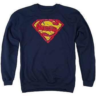 Superman Shattered Shield Adult Crewneck Sweatshirt