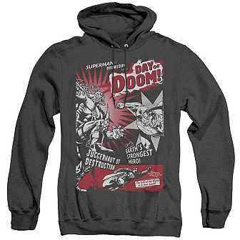 Superman Day Of Doom Adult Heather Hoodie