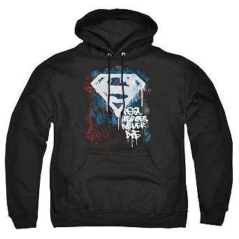 Superman Real Heroes Never Die Adult Pull Over Hoodie