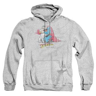 Superman And His Dog Adult Pull Over Hoodie
