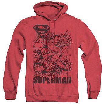 Superman Breaking Chains Adult Heather Hoodie