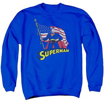 Superman American Flag Adult Crewneck Sweatshirt