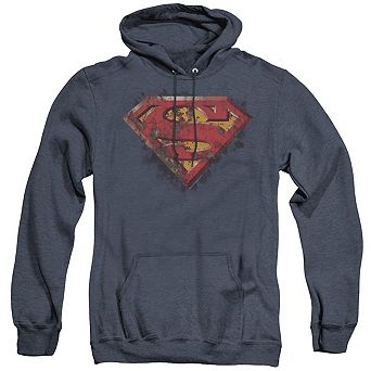Superman Rusted Shield Adult Heather Hoodie