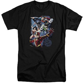 Justice League Of America Galactic Attack Color Short Sleeve Adult Tall T-shirt