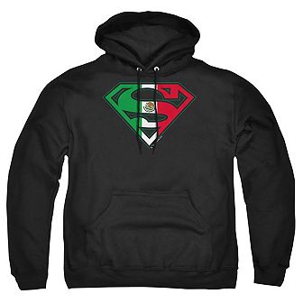 Superman Mexican Flag Shield Adult Pull Over Hoodie
