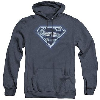 Superman Cyber Shield Adult Heather Hoodie