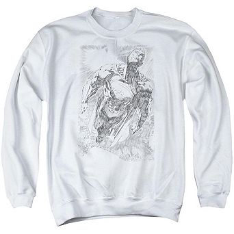 Superman Exploding Space Sketch Adult Crewneck Sweatshirt