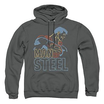 Superman Colored Lines Adult Pull Over Hoodie