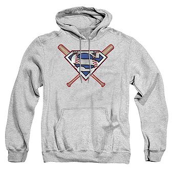 Superman Crossed Bats Adult Pull Over Hoodie