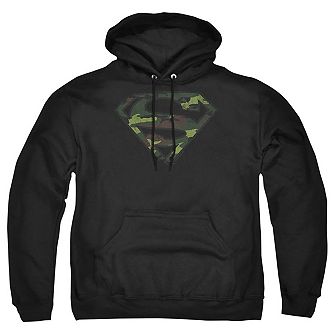 Superman Distressed Camo Shield Adult Pull Over Hoodie