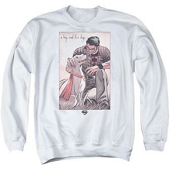 Superman Mans Best Friend Adult Crewneck Sweatshirt