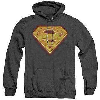 Superman Hot Steel Shield Adult Heather Hoodie