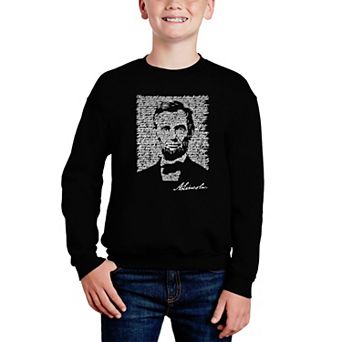 Abraham Lincoln - Gettysburg Address - Boy's Word Art Crewneck Sweatshirt